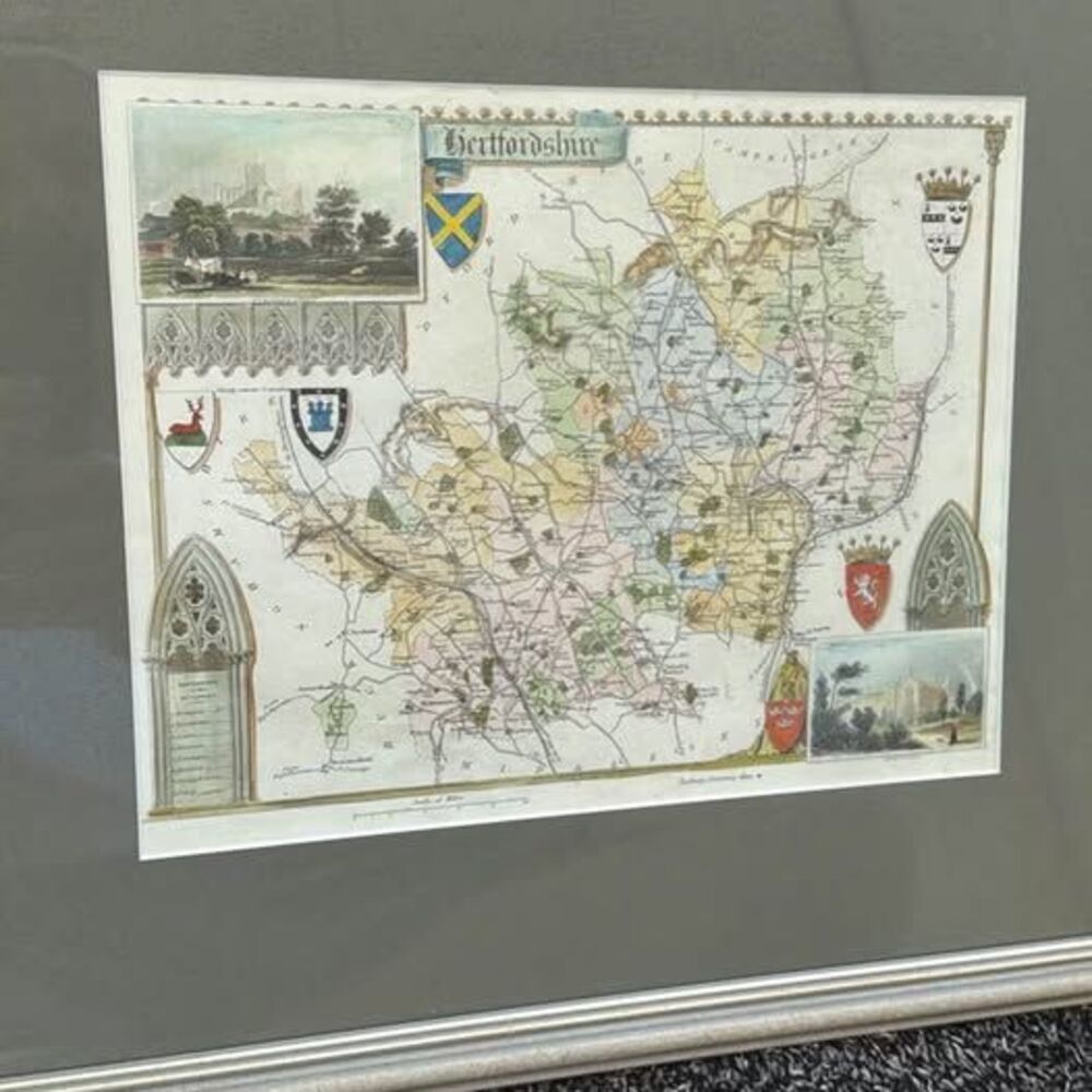 Framed Vintage Hertfordshire Map Print